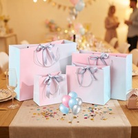 Sacs cadeaux en papier blanc rose avec poignée en ruban de soie, sacs en papier de luxe pour cadeaux de fête d'anniversaire, de mariage, emballage cadeau