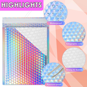 Bolsas de Envío de Burbujas de Poliéster Holográficas Color Oro Rosa Autosellables, Impermeables, Varias Opciones de Grosor, Logotipo Personalizado - Product Image 1