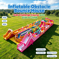Parcours d'obstacles gonflable avec toboggan pour enfants et adultes, grande structure de divertissement extérieure pour course et défis
