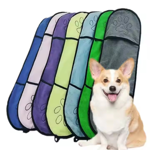 Wholesale Custom Microfiber Dog <b>Bath</b> Towel Super Soft Quick Dry Pockets Design Water Absorbent and Eco-Friendly for <b>Pets</b> - Product Image 1