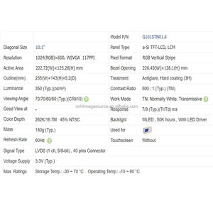 G101STN01.4 AUO LCD Módulo de cristal líquido Pantalla de 10,1 pulgadas 1024*600 LVDS pantalla LCD - Product Image 3