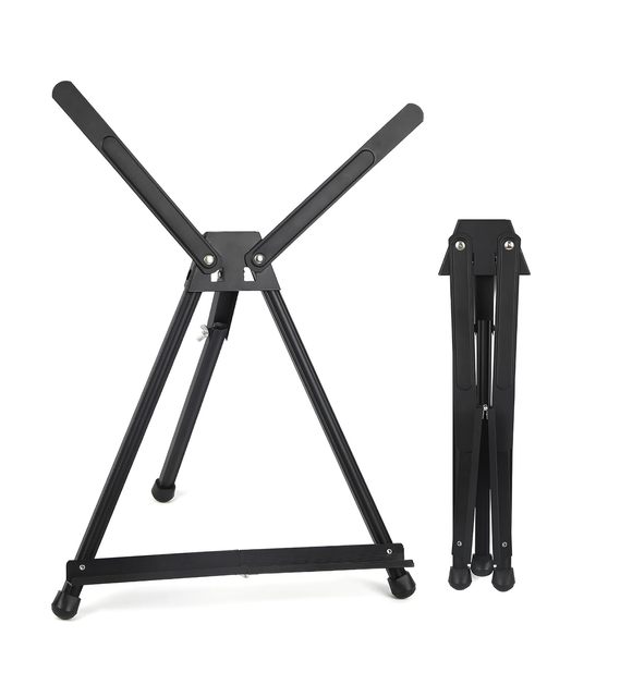 Art 15 to 21 Inch Black Aluminum Tripod Metal Tabletop Display Easel for Holding Canvas Paintings Photos Signs