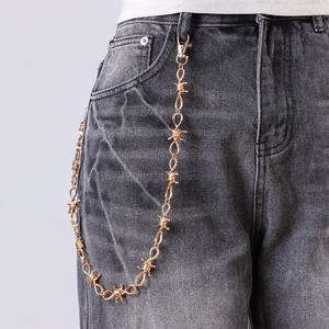 Cadena de cintura de espinas estilo Hip Hop occidental, de plata tibetana, de una sola vuelta, para uso diario, cadena corporal de moda - Product Image 2