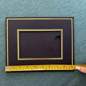 kundenspezifisch gelb goldfolie druck pappe papier weiß oder schwarz fotorahmen passend 4x6, 5x7, 6x8 oder 8x10 zoll foto