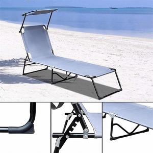 Chaise longue d'extérieur pliable en fer avec dossier réglable, transat inclinable, résistance 150 kg, facile à transporter - Product Image 2