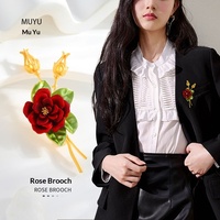 Pabrik Grosir Aksesoris Fashion Mewah Kustom Berlapis Emas Asli Paduan Kuningan Enamel Bros Bunga Kamelia 3D Floral