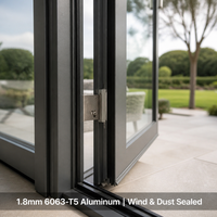 Porte extérieure pliante moderne en aluminium à double vitrage trempé, à économie d'énergie, pour villa, balcon, patio, cour extérieure