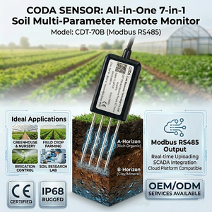 เครื่องวัดดิน CDT-70B 7-in-1 สำหรับวัดค่า NPK อุณห<span class=keywords><strong>ภ</strong></span>ูมิ ความชื้น EC pH วิเคราะห์ดินสำหรับการเกษตร - Product Image 2