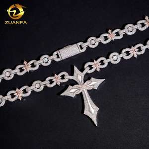 Collar de Joyería Fina de Hip Hop, Plata 925, Moissanita VVS, Colgante Cruz Infinito Miami Iced Out, Cadena Cubana con Diamantes - Product Image 1
