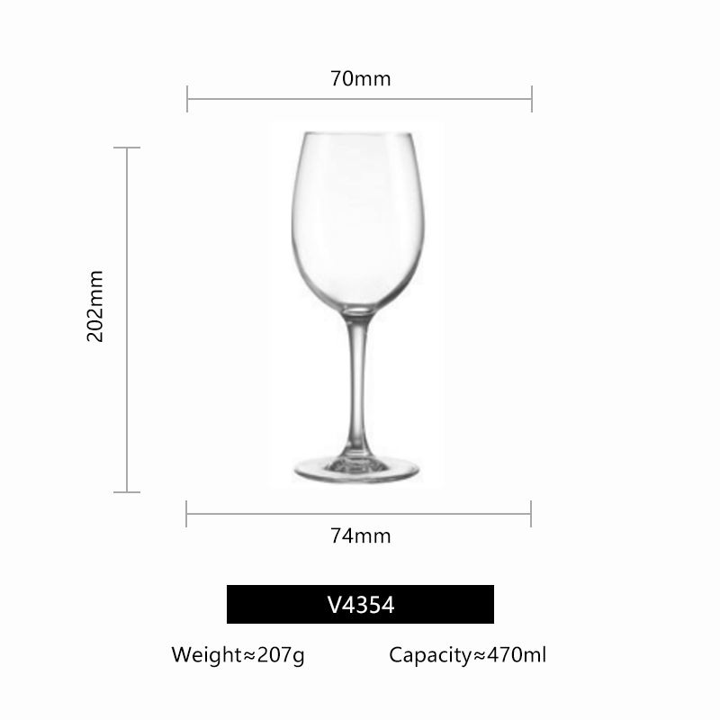 Verre à vin rouge transparent de grande capacité de 470 ml