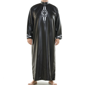 Nuovo all'ingrosso cotone e lino Jacquard turco Dubai Abaya <span class=keywords><strong>Hijab</strong></span> uomo abbigliamento islamico moderno - Product Image 2