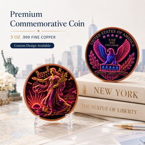 Pièce de monnaie Liberty du Quatrième de Juillet en cuivre fin 999 de 5 oz, 3D en relief, finition peinte UV effet proof-like, cadeau de célébration patriotique - Product Image 2