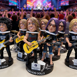 Figura Coleccionable Personalizada de Resina con Cabeza Móvil de Goo Goo Dolls con Marca Bisons & Equitable Advisors, Regalo para Fans - Product Image 1