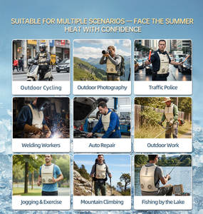 เสื้อกั๊กทำความเย็นอัจฉริยะสำหรับฤดูร้อน ผลิตจากโพลีเอสเตอร์ 100% ยืดหยุ่นและเคลื่อนย้ายได้ ใช้กลางแจ้ง พร้อมพัดลมในตัว ชาร์จไฟได้ เหมาะสำหรับการวิ่ง - Product Image 6