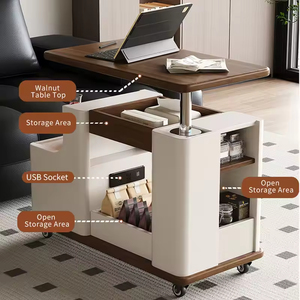 <span class=keywords><strong>Table</strong></span> basse mobile moderne et simple pour salon, petite <span class=keywords><strong>table</strong></span> d'appoint de canapé, <span class=keywords><strong>plusieurs</strong></span> tables d'appoint en bois massif, chariot de rangement relevable - Product Image 4
