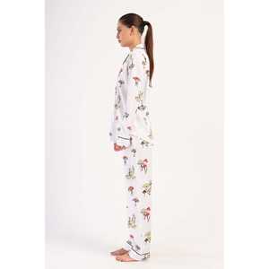 ชุดนอนแขนยาวสำหรับผู้หญิงพร้อมกระเป๋าเสื้อเชิ้ตคอปกติดกระดุมเต็มตัว - Product Image 3