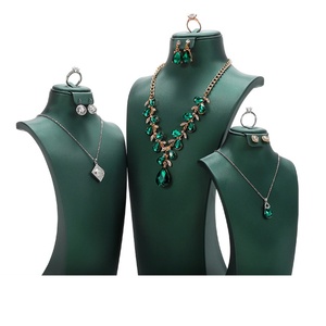 Expositor de Joyería de Cuero de Lujo Personalizado al por Mayor en Negro, Verde, Blanco y Gris con Maniquí para Exhibición de Collares, Hecho en China - Product Image 2