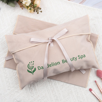 Pochette cadeau en suède microfibre douce avec logo personnalisé, fermeture à ruban, pour emballage de produits de beauté, spa, cosmétiques et soins de la peau