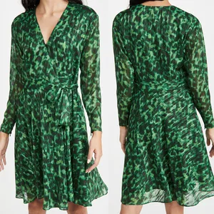 OEM High Quality Wholesale Private Label Newest Designs Printed Long Sleeve Women Dress Factory From China