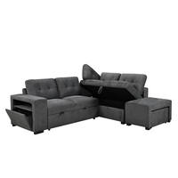 Canapé-lit en tissu en forme de L à deux places, design européen, appui-tête réglable, rangement intégré, pour la maison, l'appartement, la villa, les salons