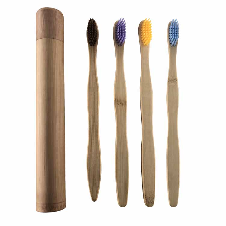 Natural bamboo toothbrush with bamboo wooden case 100% biodegradable charcoal tooth brush for kids and adults BPA free