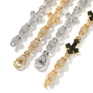 <span class=keywords><strong>Collana</strong></span> UWIN Hip Hop con Ciondolo a Croce, <span class=keywords><strong>Catena</strong></span> con Perline Ghiacciate e Charm a Croce Baguette - Product Image 5