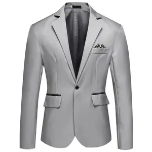 Casual suit men's slim fit one button coat suit men white spandex suit