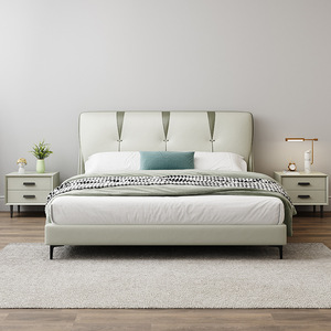 Lit rembourré de style italien 1,8/1,5 m, lit moderne minimaliste en cuir avec rangement, lit double pour chambre principale - Product Image 3