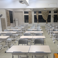 Mobilier scolaire moderne Table et chaise d'étude pour enfants Salle de classe Hauteur réglable Pieds en métal Ensemble de chaises de bureau pour étudiants