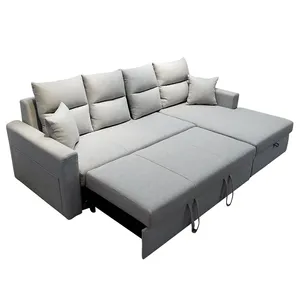 New Arrival Nice-Looking Fabric Furniture Sofa Bed 2 backrest Cushion Sofa Set Bed Charging Function Sofa Cum Bed