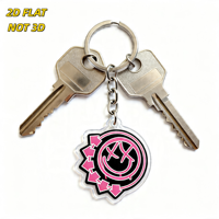 Porte-clés Rose Grunge Smile, Smiley XX-Eye audacieux avec design flèche et engrenage, Breloque en acrylique transparent pour clés, sacs, sacs à dos