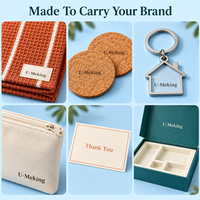 Coffret Cadeau Personnalisé Thanksgiving pour Nouveau Nicheur : Essuie-tout en Coton, Sous-verres en Liège, Porte-clés Métallique, Pochette en Toile – Idéal pour Agent Immobilier et Client