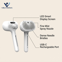 Sisir Semprot Hewan Peliharaan Elektronik USB Rechargeable Steam Mist untuk Kucing Anjing dengan Layar LED, Bulu Jarum Padat, Anti Kusut, dan Perawatan