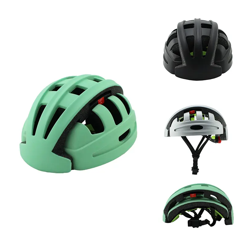 LED Flash Cycling Mountain Road Foldable Bike Safety Helmet Portable Folding Ultralight Folding Bicycle Helmet