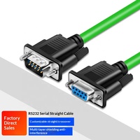 Kabel Serial RS232 DB9 9-Pin Industri Male Female 485 Hijau Fleksibel Kabel Koneksi Port COM