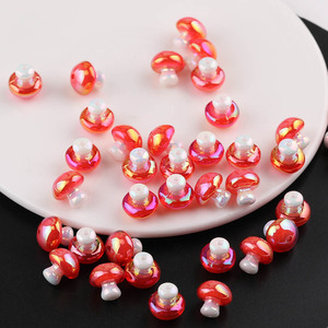 ลูกปัดอะคริลิกรูปเห็ด สีชมพูและสีแดง รูปทรงผสม สำหรับทำเครื่องประดับ DIY อุปกรณ์เสริม การ์ตูน 3 มิติ เคลือบ UV - Product Image 3
