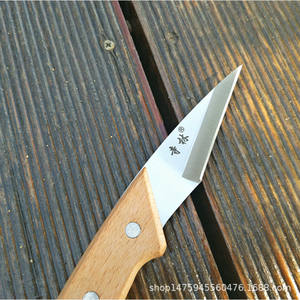 Temple Forest Grafting Knife <b>Wooden</b> Handle Carbon Steel Fixed Blade Straight <b>Edge</b> 230g <b>Gardening</b> Tool - Product Image 3