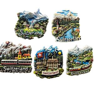 Pour le Style moderne <span class=keywords><strong>suisse</strong></span> Interlaken Bern Montreux cadeaux scandinave décor à la maison résine aimants pour réfrigérateur autocollant magnétique forme moyenne - Product Image 3