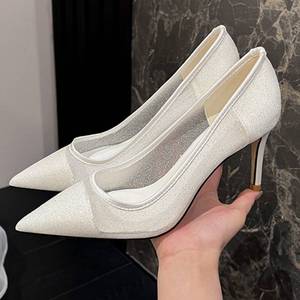 8CM Soulier Femme Talon Mesh Sexy Beautiful Fancy Female High <b>Heels</b> for Ladies and Women - Product Image 2