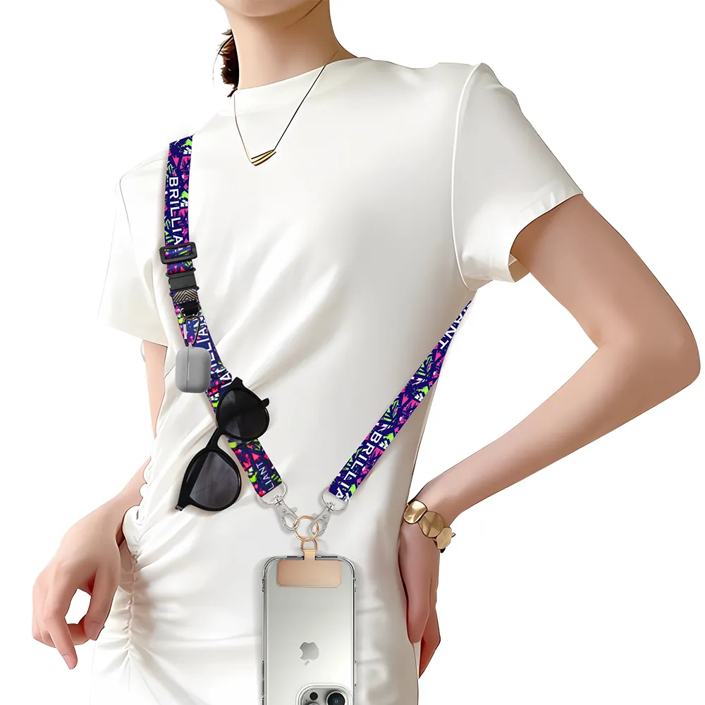 Бесплатный образец Регулируемый многофункциональный пользовательский Печатный сублимационный шейный ремешки кросс-боди нейлоновый ремешок для телефона