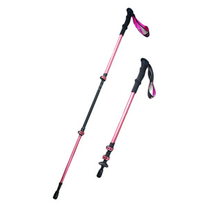 Bastones de Trekking de Fibra de Carbono, 3 Secciones, Telescópicos, Ligeros, para Senderismo y Montañismo, con Punta Metálica, en Rosa, Rojo, Azul y Verde - Product Image 1