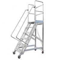 Plate-forme mobile roulante de sécurité à quatre roues en aluminium personnalisable marches échelle entrepôt mains courantes aide au levage des roues Support OEM