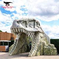 Portail d'entrée dinosaure pour parc à thème, panneau de bienvenue, sculpture de dinosaure