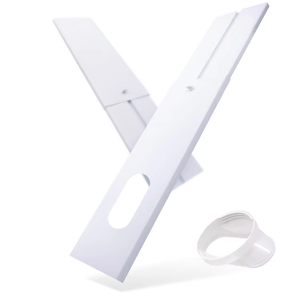 Kit de déflecteur de fenêtre pour climatiseur à bouche plate pour usage domestique, 4 pièces, remplacement de climatiseur, PVC réutilisable, support d'étanchéité réglable, glissière de ventilation - Product Image 1