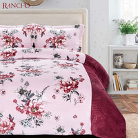 Couverture matelassée à motif floral, ensemble 3 pièces, Super doux et chaud, pour l'hiver, grande taille, Sherpa