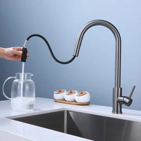Robinet mélangeur de cuisine professionnel à col de cygne - Acier inoxydable 304 avec double contrôle de température