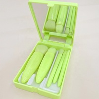 Vente chaude Portable 5 Pièces Pinceaux De Maquillage Rose Portable Cheveux Doux Ensemble Complet Outils De Maquillage Pinceau Ombre À Paupières Avec Miroir De Maquillage