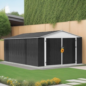 Caseta de Almacenamiento Moderna para Jardín, de Acero, con Doble Puerta, Galvanizada, para Herramientas, 10x12 pies - Product Image 1