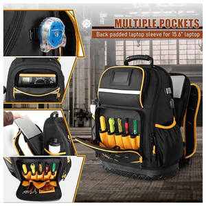 Sac à <span class=keywords><strong>outils</strong></span> en toile Oxford <span class=keywords><strong>avec</strong></span> fond rigide, sac à <span class=keywords><strong>outils</strong></span>, trousse à <span class=keywords><strong>outils</strong></span> <span class=keywords><strong>avec</strong></span> plusieurs poches et étui pour ordinateur portable - Product Image 3
