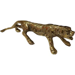 PARIJAT HANDICRAFT Color dorado Latón Tigre Estatuilla Art Deco Diseño para el hogar Mesa Oficina Decoración Estatua Showpiece Jagwarwar - Product Image 1